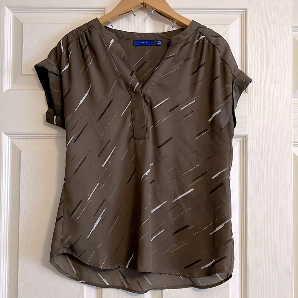 XS apt 9 blouse green/white/black